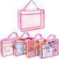 Toy Zippered Blocks Set Storage Bags for boy girls - 4PC Large PVC Storage Organizer Bags with Mesh Side Pockets for Puzzle, Cla