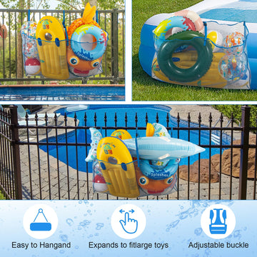 Pool Float Toys Storage Bag,Pool Float Organizer Hanging Mesh Bag For Balls,Floats,Water Inflatable Toy,High Strength Pool Toy S