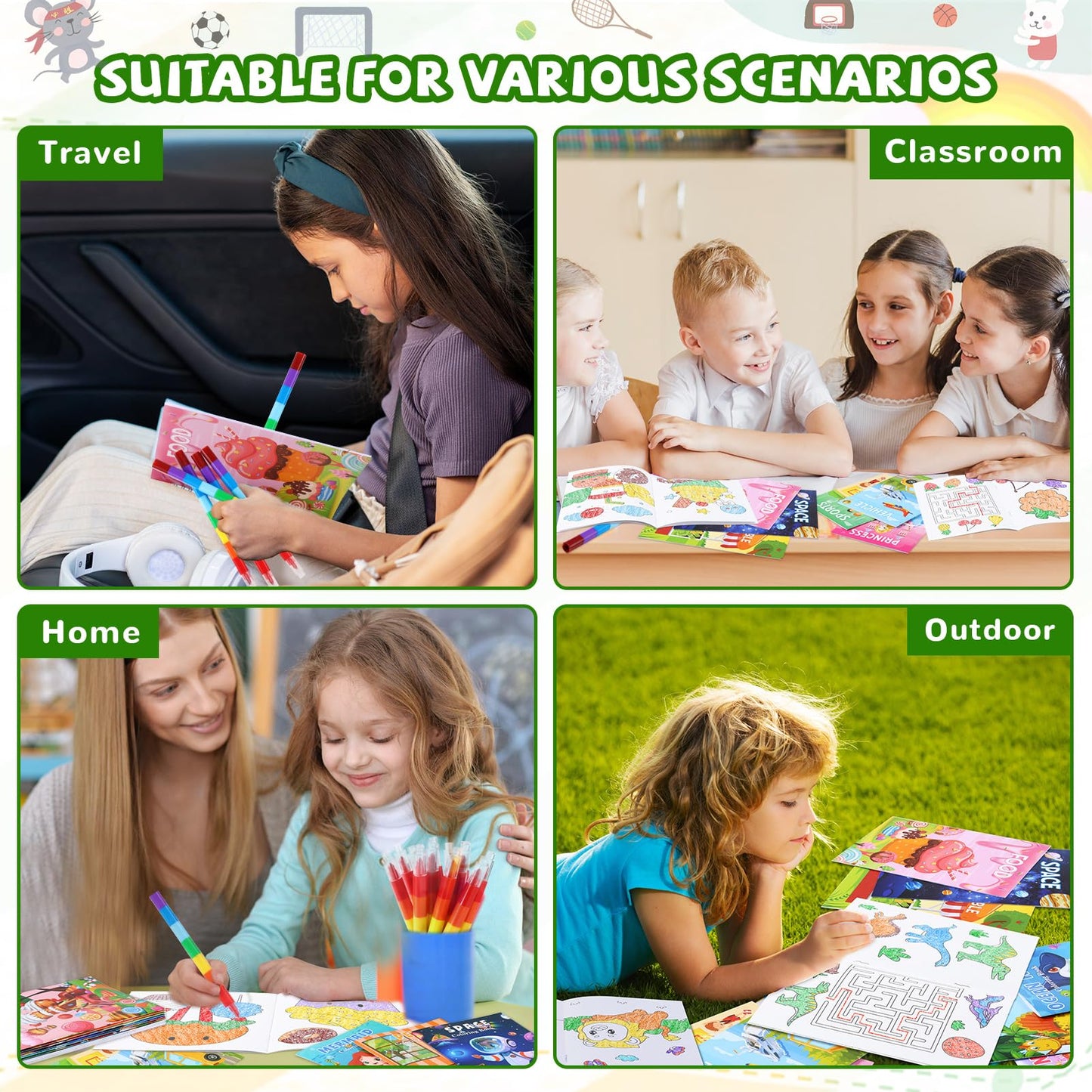Benlouis 24Pack Mini Coloring Books Party Favors Bulk For Kids Ages 2-4-8-12 Classroom School Prize Small Activity Books For Bir