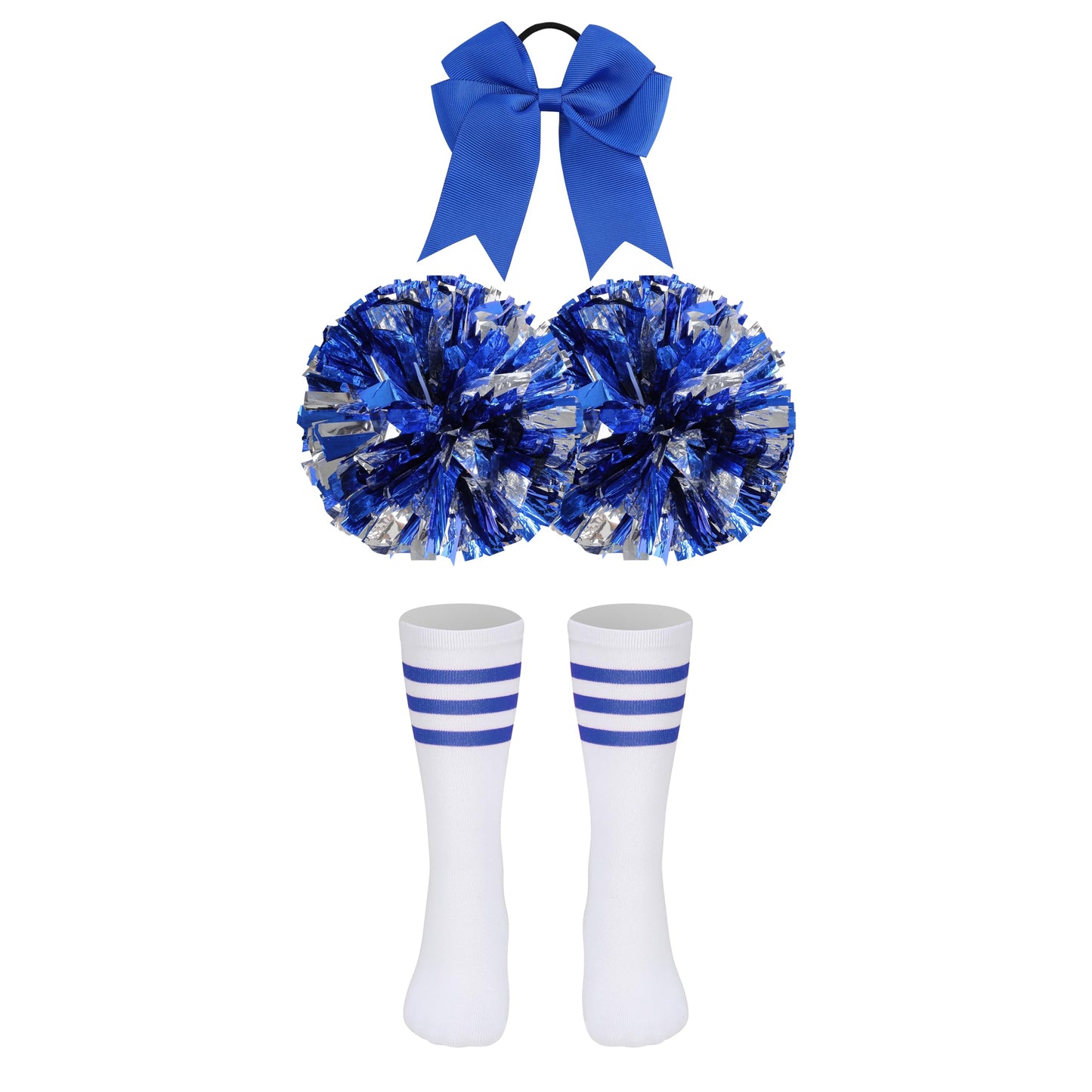 Lmyove Classic Blue 5-Piece Cheerleading Set For Kids - Includes Top, Skirt, Pom Poms, Headband, And Socks,10-11Y