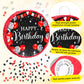 Sinmoe Birthday Piata with Stick Blindfold and Confetti for Boys Girls Men Women Birthday Party Supplies(Red and Black)