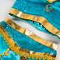 Akokvlar Girls Arabian Princess Costume Halloween Party Dress Up Outfits (Blue, 4-5 Years)