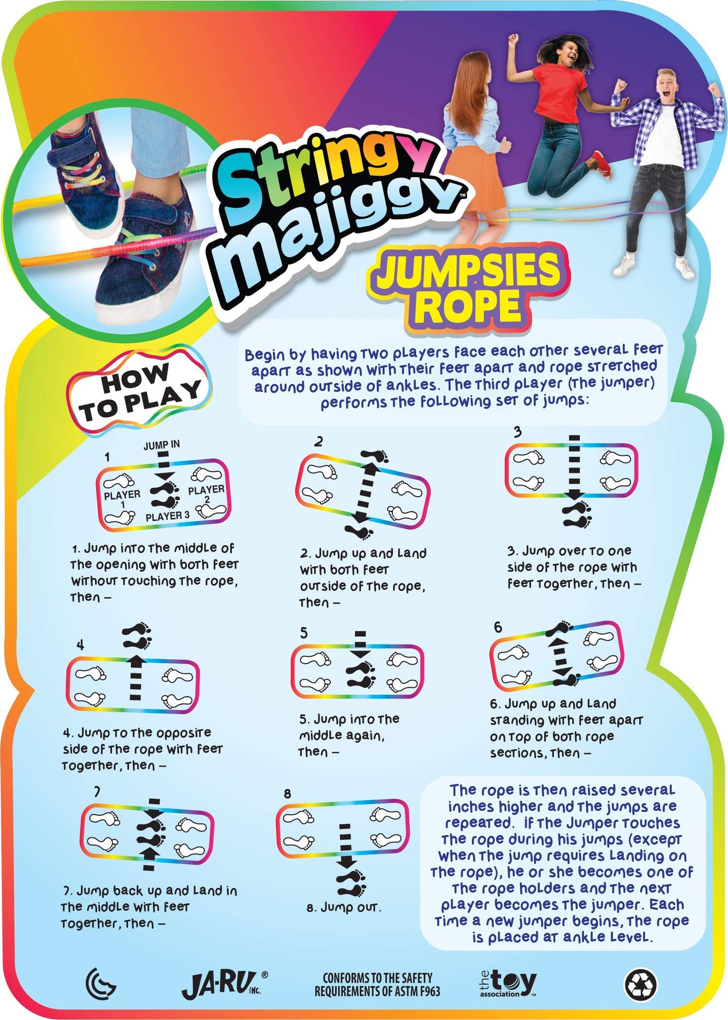 Chinese Jump Rope (3 Packs) Elastic Skipping Rope Game For Kids & Adults| Colorful Stretchy Jump Rope For Kids, Girls And Boys. Party Favor. Physical Education Equipment | 733-3S