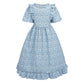 LTAKK Pioneer Dress Girls Colonial Costume Prairie Pilgrim Girl Dresses with Pinafore, Indigo Blue, Small, age over 4 years old