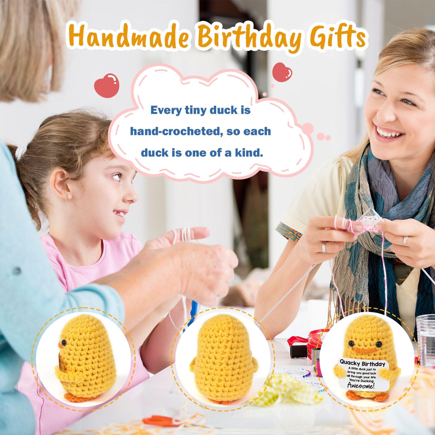 MBL Crochet Duck Birthday Gift - Yellow, Small, Polyester - Fun for Women, Men, Teens, Best Friends & Coworkers