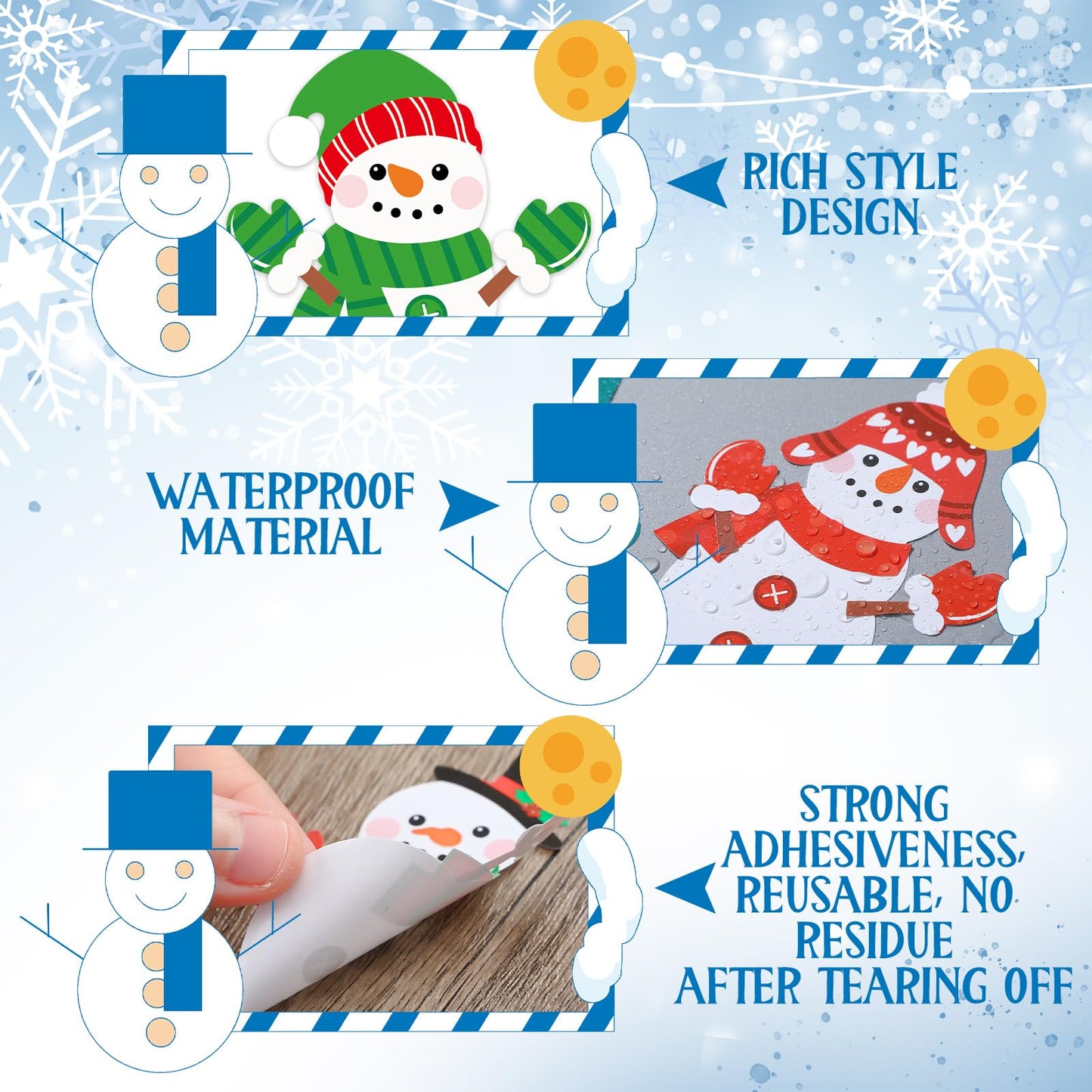 Frienda 24 Pcs Snowman Stickers Crafts for Kids Make a Snowman Stickers Christmas Winter Holiday Craft Games for Xmas Holiday Pa