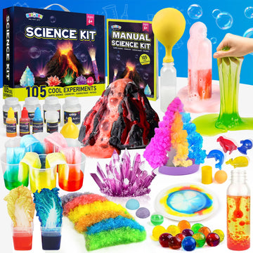 Science Kit For Kids, 105 Science Lab Experiments, Stem Project Educational Toy With Volcano Erupting, Crystal Growing, Chemistry Set, Science Toys, Boys Girls Birthday Gift Ideas, Ages 6+