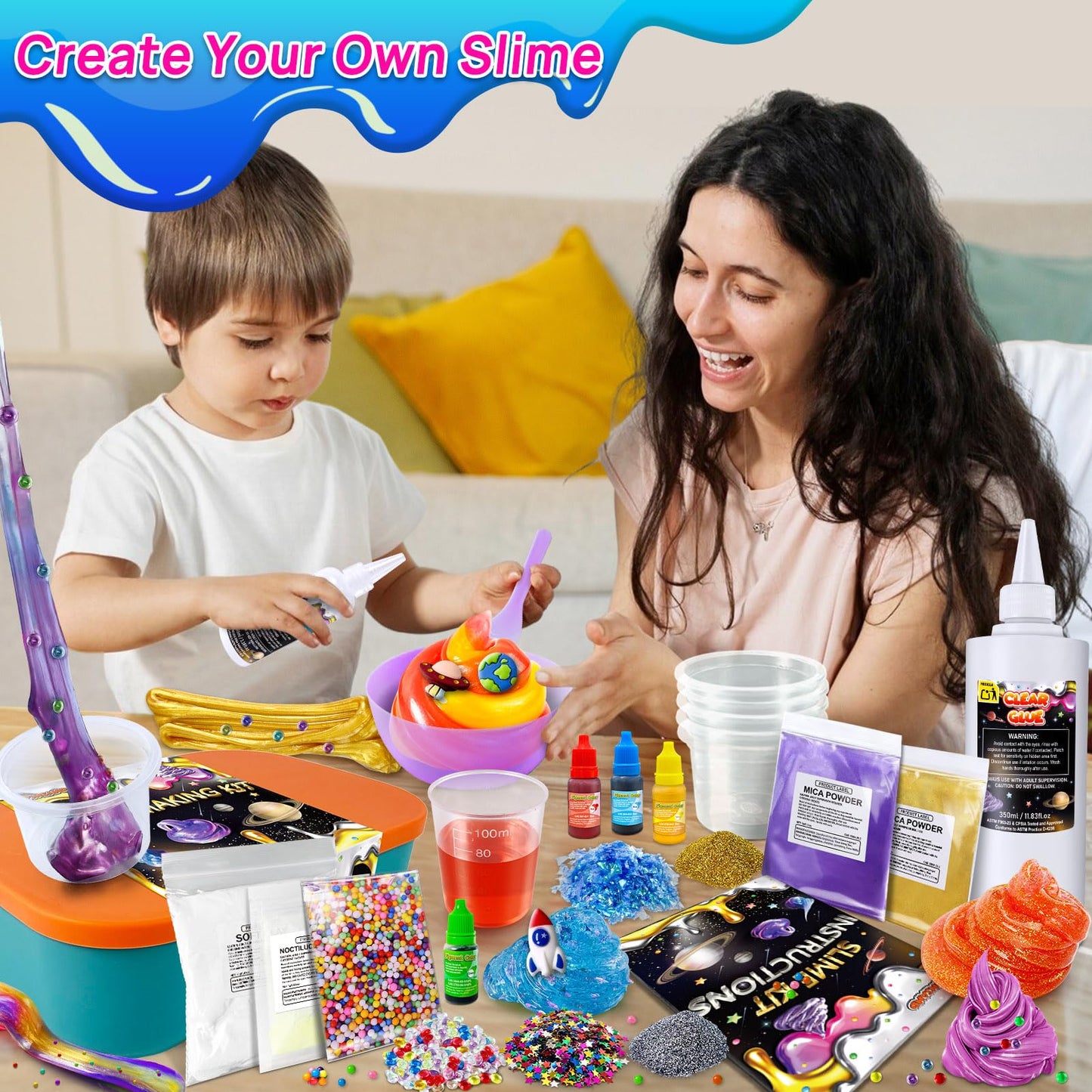 YOPINSAND Metallic Slime Kit for Girls, Glow in the Dark DIY Kit, Small, Model DSK12, Includes Add-ins, Foam Balls, Charms, Glitter