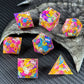 HAOMEJA D&D Colorful Snowflake Resin Dice Set DND 7 PCS Sharp Edges Dice with Gift Dragon Eye Bag Apply to Dungeons and Dragons