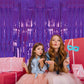 2 Pack 3.2ft x 8.2ft Purple Metallic Tinsel Foil Fringe Curtains, Large Photo Booth Backdrop Streamer Curtain for Party Door Wal