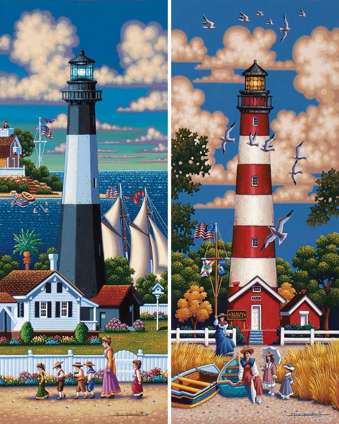 D·O·W·D·L·E 500 Piece Jigsaw Puzzle - Lighthouses South, Cardboard Construction, Model 00327