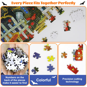 Motiloo Halloween 500 Piece Jigsaw Puzzle For Adults,Halloween Ghost Castle 500 Piece Puzzles Ghost Jack Puzzle 14.5' X 20.4'