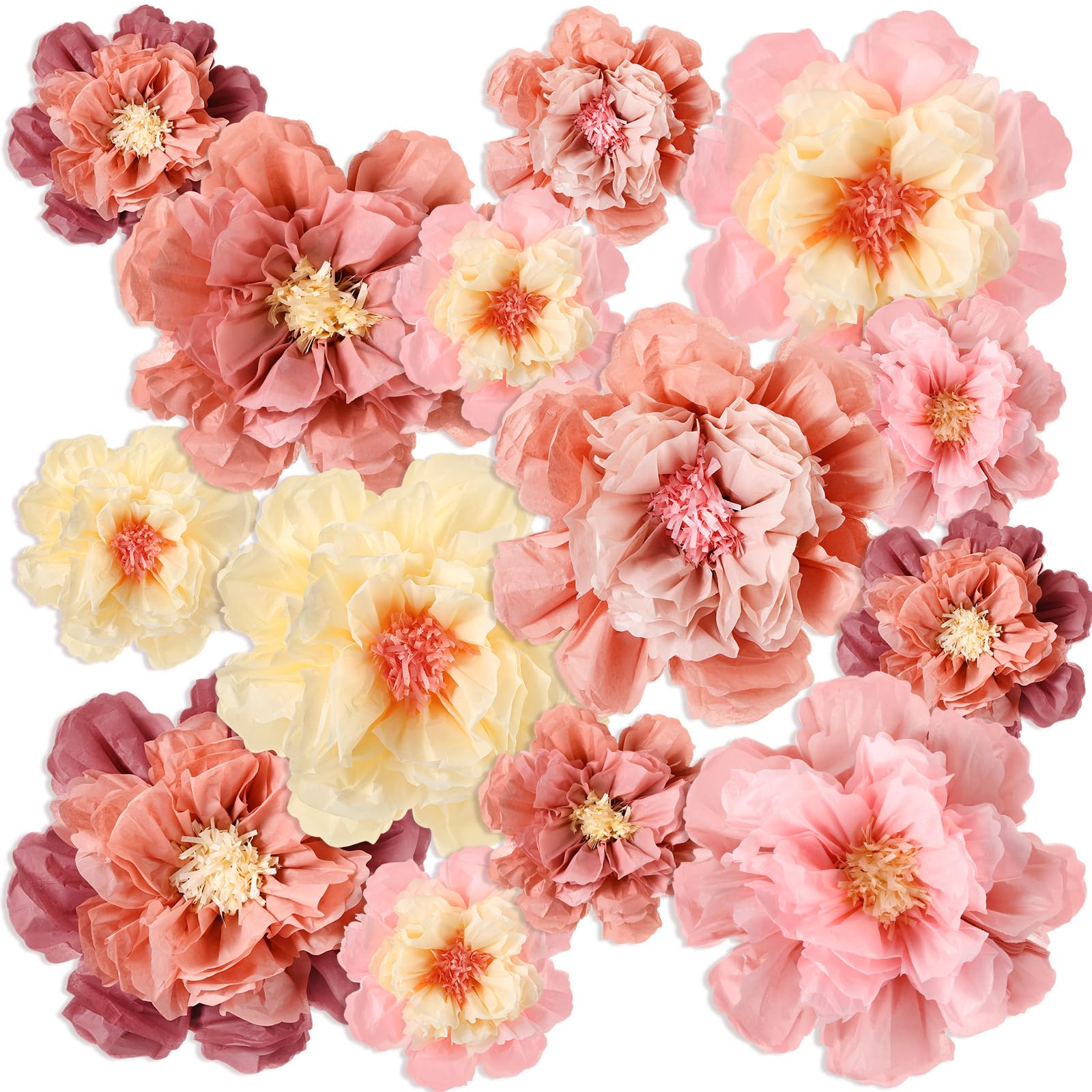 MotiMind 12 Pcs Large Colorful Tissue Paper Flowers 20  10   Giant Fiesta Paper Flowers Mexican Pom for Carnival Party Wall Ba