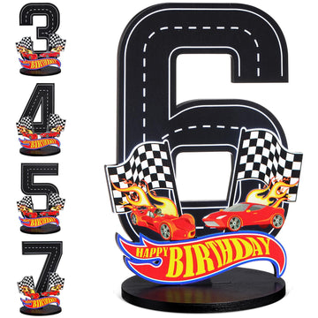MiniInflat Race Car 6th Birthday Number Sign Centerpiece Race Car Theme 6th Birthday Party Supplies Wooden Table Decoration Phot
