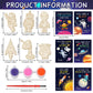 Justforjoyful 24Pcs Space Party Favors Space Cards with Art Supplies Outer Space DIY Wood Painting Craft Kits Astronaut Thank Yo