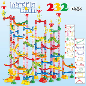 ailixinda Marble Toy Premium Set - 232 PCS STEM Building Blocks, 45 Marbles, Multicolor, 2"x3"x0.5" - Educational Fun for Kids