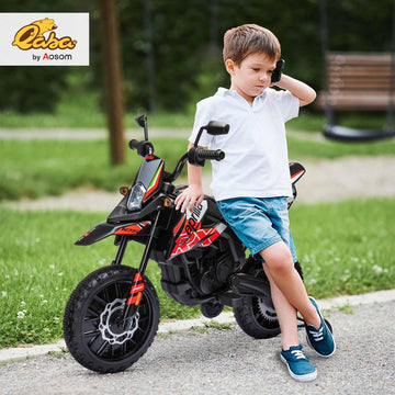 Qaba 12V Kids Motorcycle, Aprilia Licenced Electric Motorcycle for Kids with Training Wheels, Spring Suspension, LED Light, USB,