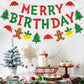 Zwiebeco Christmas Birthday Party Decorations Red Green Merry Birthday Banner Hanging Paper Christmas Tree Gingerbread Man Bells