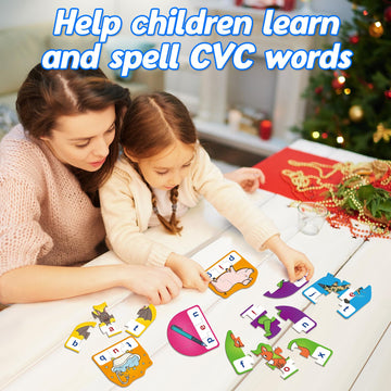Kasfalci Cvc Puzzle Cards For Kids,Cvc Word Games,Phonics Games,Speech Therapy Toys For Toddlers,3 Alphabet Letter Word Puzzles,