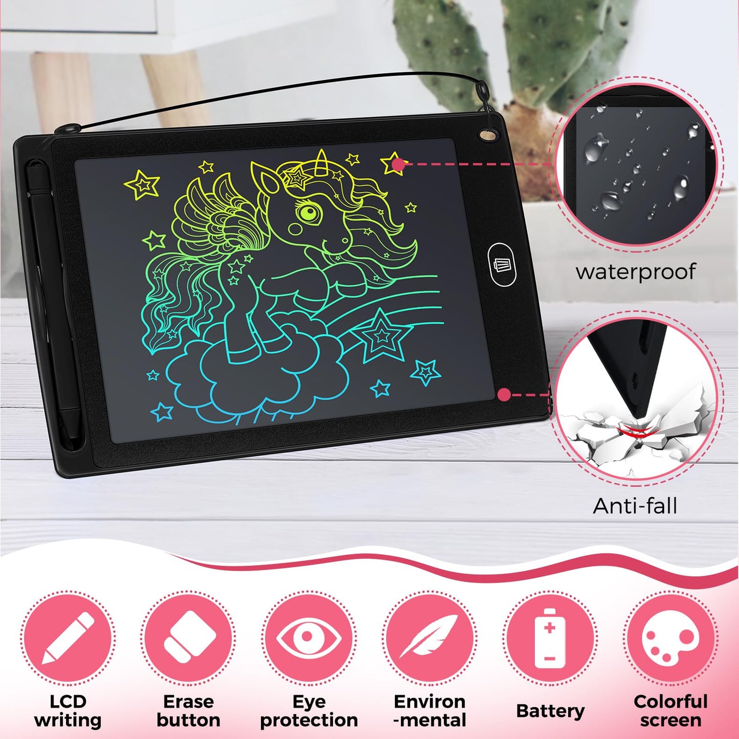 Zhehao LCD Writing Tablet 32 Pcs Colorful Doodle Pad 8.5 Inch Blue Educational Toy for Kids Age 3-10 Model ZH-Zhehao-9886