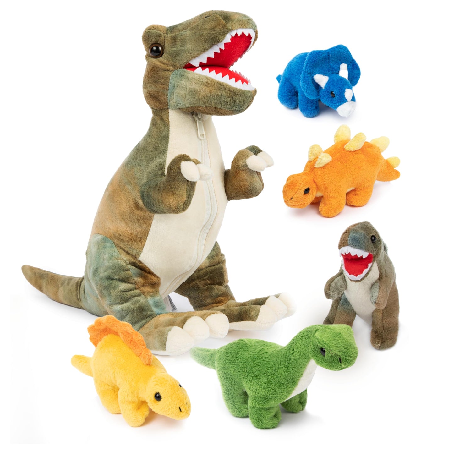 PREXTEX Dinosaur Stuffed Animal Set - 15-Inch T-Rex with 5 Plush Dinosaurs - Multicolor, Perfect Gift for Kids 3+