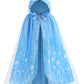 Purfeel Girls Cape For Elsa Dress Up Kids Hooded Cloak Costume Blue 3-6Years