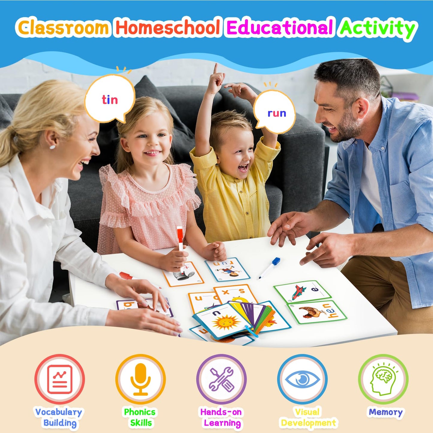 Alened Phonics Sight Words Flash Cards Kindergarten, Cvc Word Games Vowel Spelling Flashcards Learn To Read Write Montessori Edu