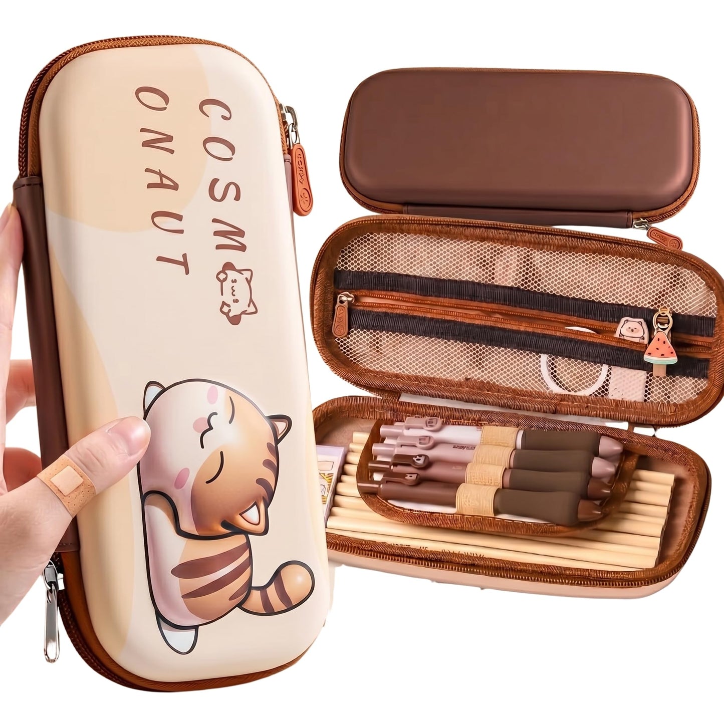 3D EVA Pencil Pouch with Compartments for Boys & Girls | Hard Shell Compass Box for School Students | MultiFunctional Stationer