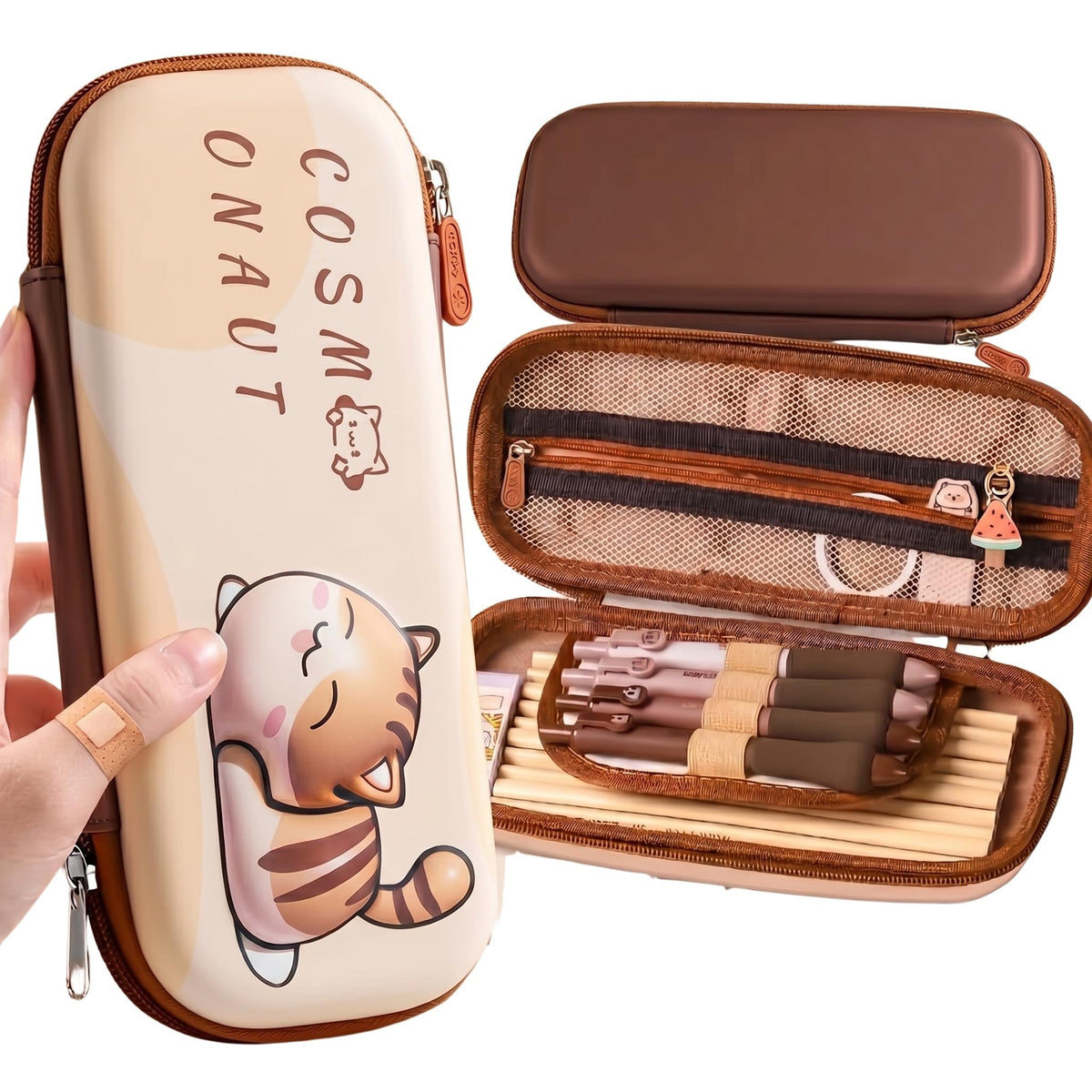 3D EVA Pencil Pouch with Compartments for Boys & Girls | Hard Shell Compass Box for School Students | MultiFunctional Stationer
