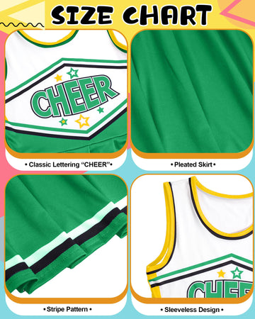 Jenpen Cheerleader Costume Cheerleading Outfit Dress Cheer Uniform With Bow Halloween Dress Up Gifts(3-5 Years,Dark Green)