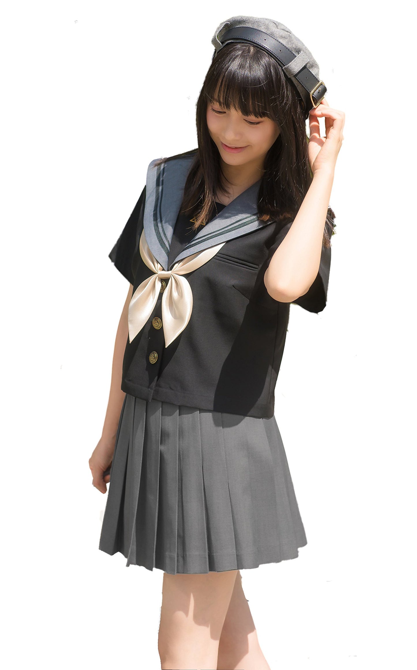 Beautifulfashionlife Girl'S Japan School Plain Solid Pleated Costumes Skirts (M,Dark Grey)