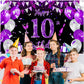 Purple 10Th Birthday Decoration Banner For Girls Large Black Purple Silver Happy 10Th Birthday Banner Purple And Black 10Th Background For 10Th Birthday Anniversary Party Supplies