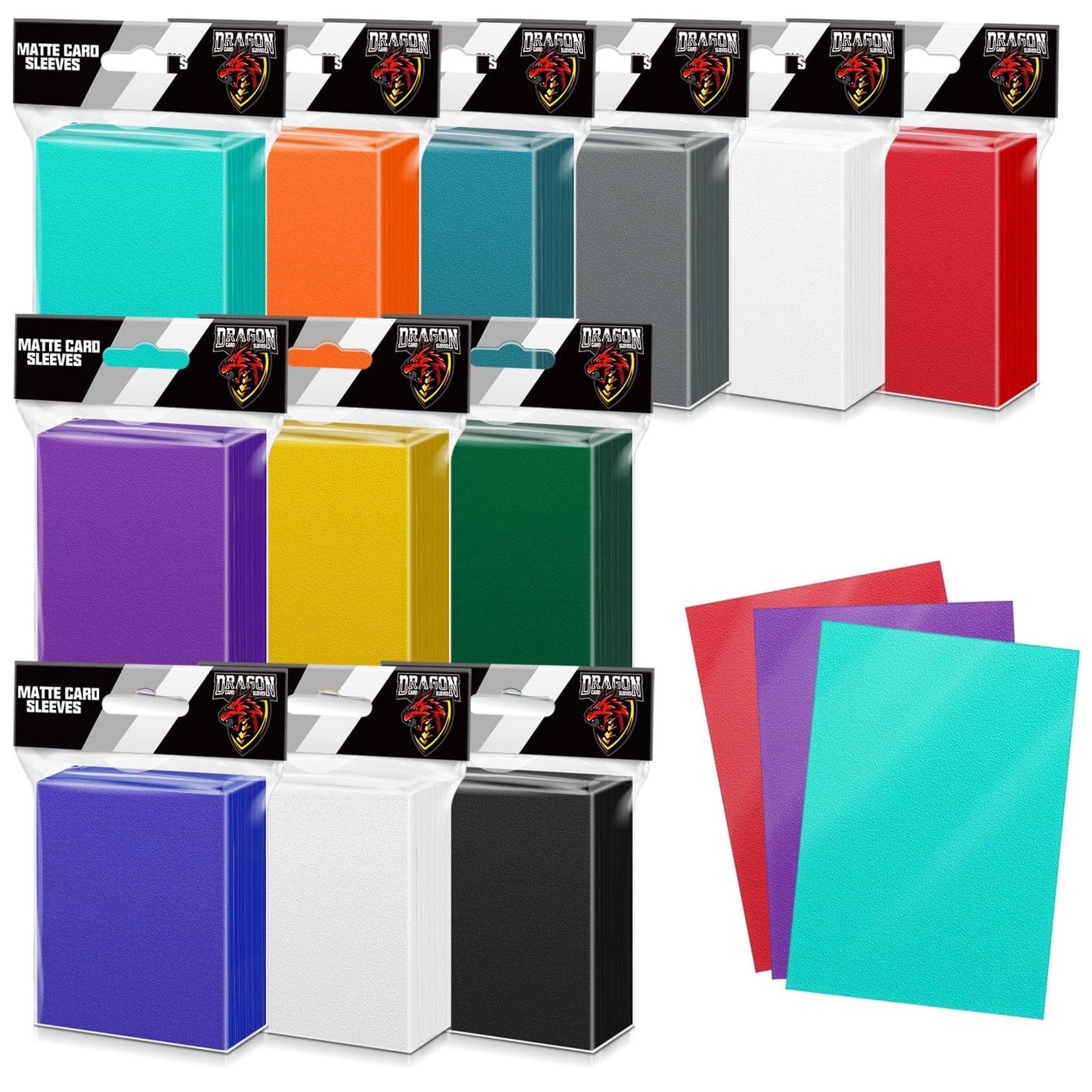 Kitoyz 1200Pcs Matte Card Sleeves for Trading Cards - 12 Color Deck Protectors for MTG, TCG, Baseball, Game Cards
