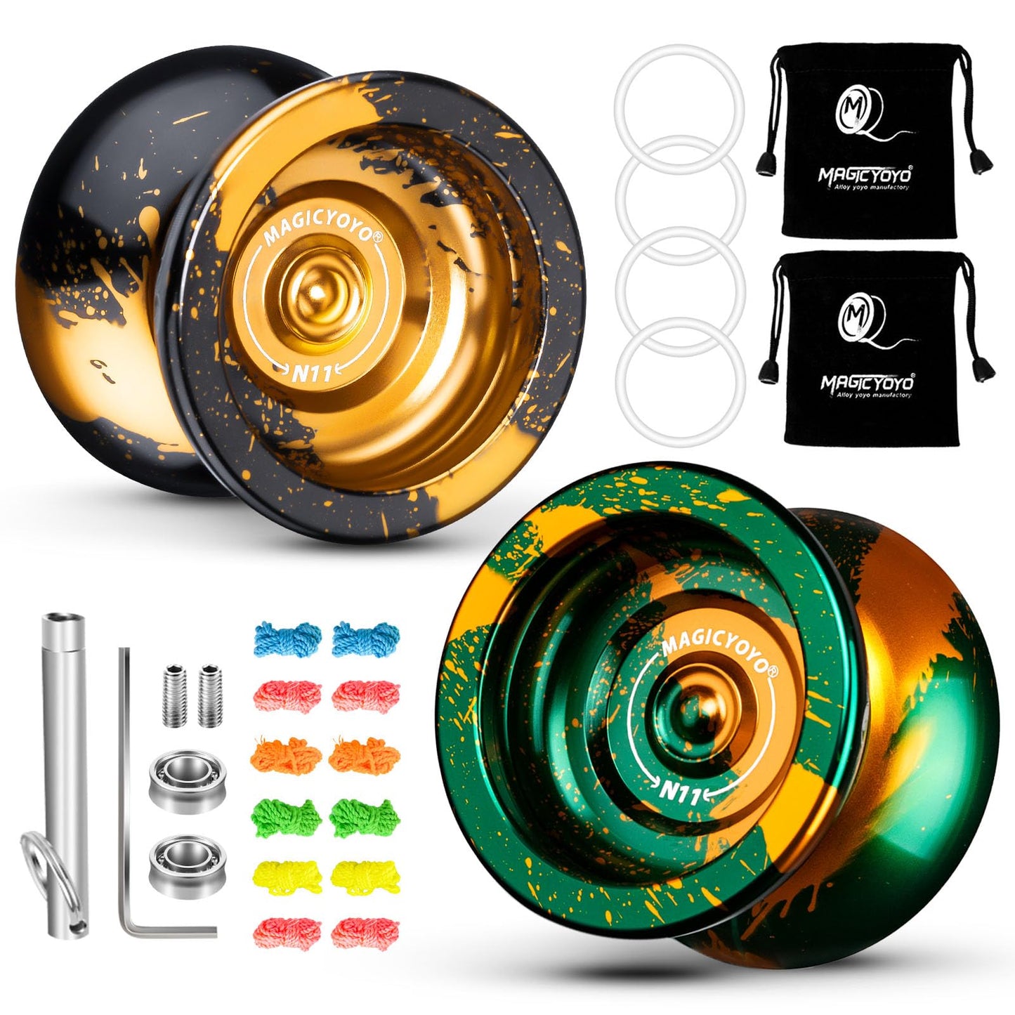 Magicyoyo Pack Of 2 Dual Purpose Yoyo N11 Responsive Yoyo With Unresponsive Bearing For Advanced Player Adults,Removal Bearing T