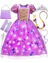 Davvew Princess Dresses For Girls,Light Up Princess Costume For Christmas, Halloween, Birthday Gifts For Age 3-8 Year Old
