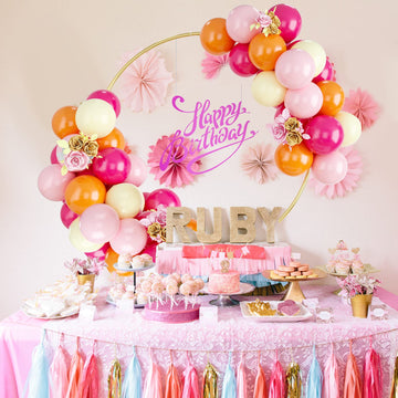 Balloons Pink Orange Yellow, 50Pcs Pink Yellow Orange Balloon Arch Kit, Latex Party Balloons For Birthday Decoration Wedding Bab