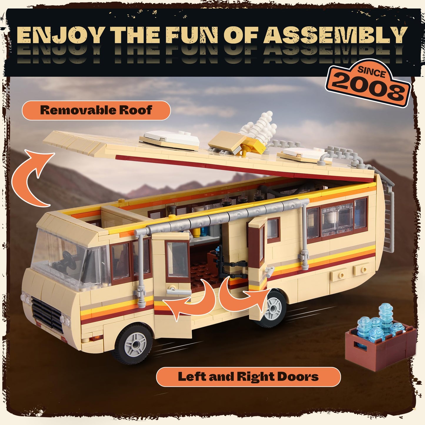 Orbblaster Rvs For Break Bad Building Set, Upgraded Creative Rvs Building Bricks Merchandise, Camper Van Building Set Toy For Bo