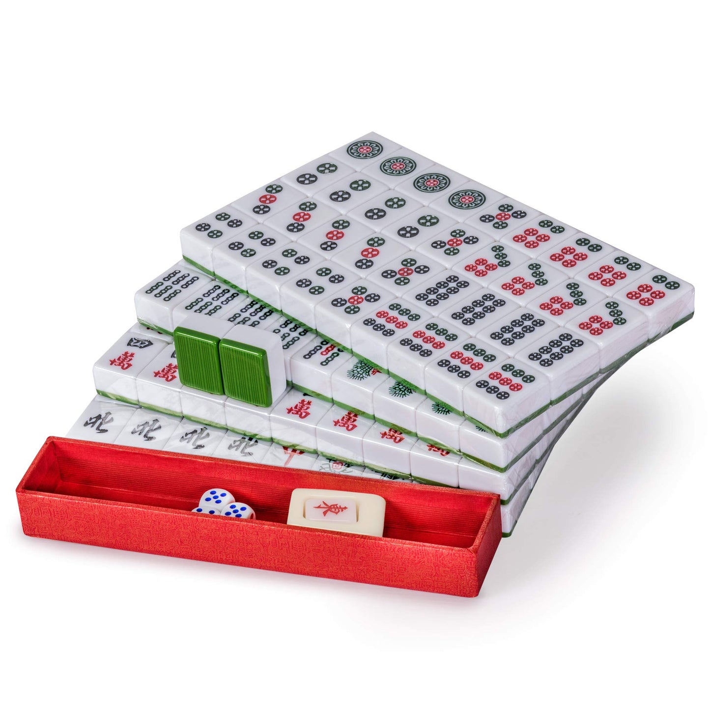 Yellow Mountain Imports Mahjong Game Set, Double Happiness, Green, 146 Tiles, Melamine, 1.3 x 1 x 0.7 inches, Model FX-CM004-A