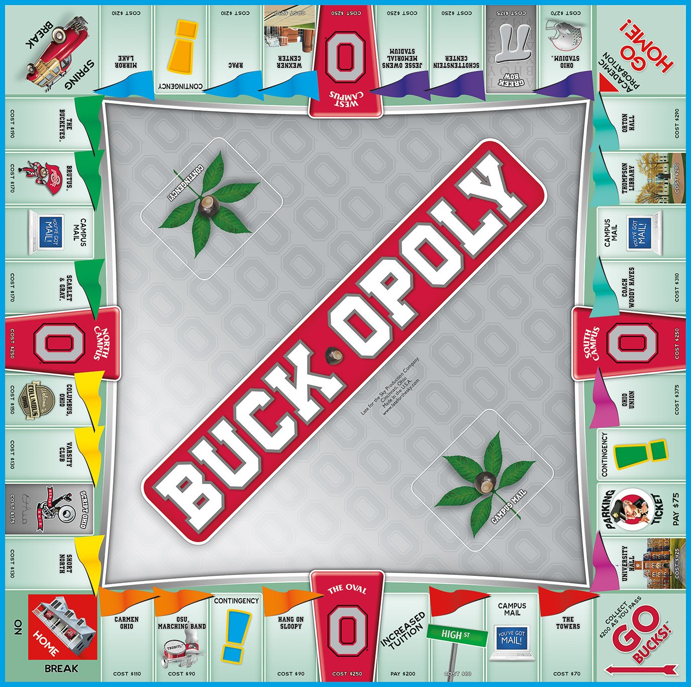 Late for the Sky Bamaopoly Board Game, Cardboard, Crimson & Grey, Model 4099496