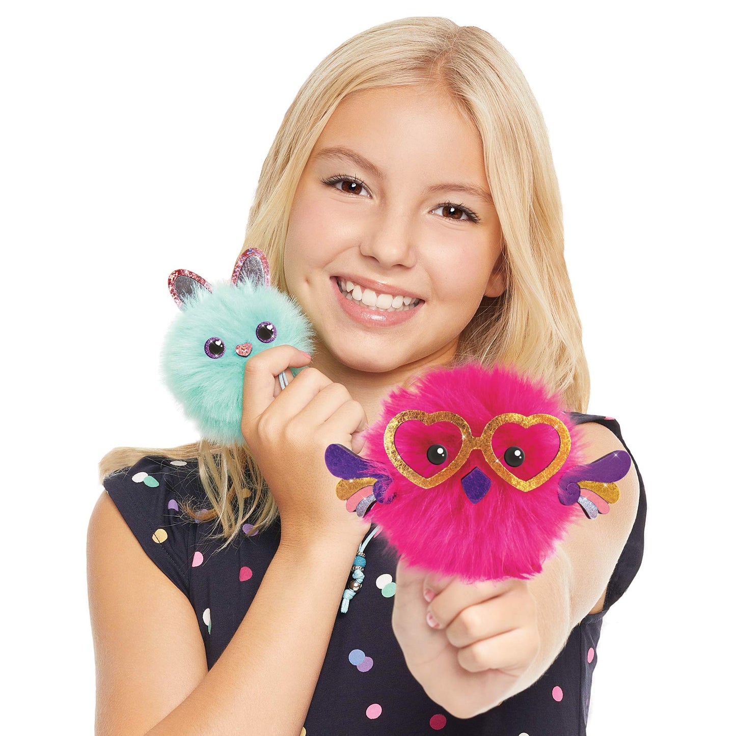 Make It Real DIY Cuddle Mob Kit - Create 4 Adorable Pom Pom Characters with 36 Pieces - All-in-One Arts & Crafts Set for Tweens