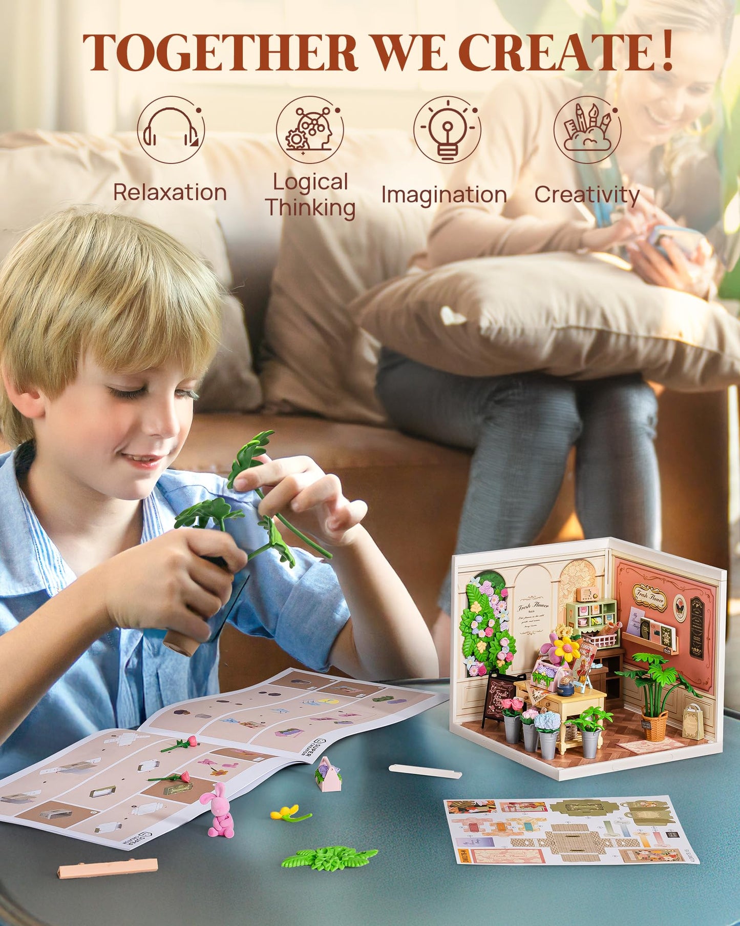 Rolife Super Creator Kits Fresh Flower Shop  Tiny House Building Blocks for Little Dolls  DIY Plastic Mini House Model Building Kits for Teens Aged 14+  DIY Crafts/Hobbies for mature-themed(Fresh Flower Shop)