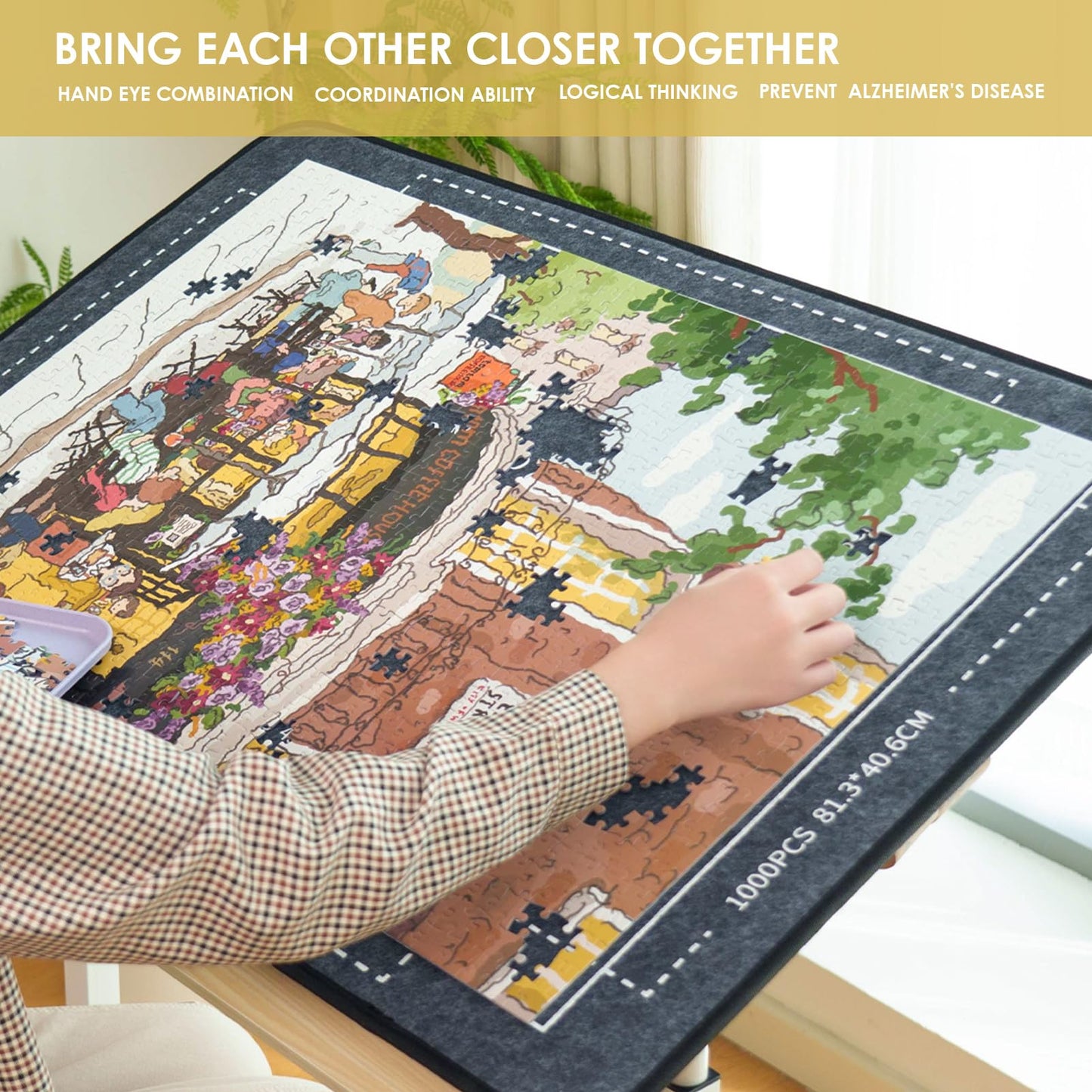 MOMIBOOK Puzzles for Adults 1000 Piece Jigsaw Puzzles of Afternoon at The Corner, Painting Image Sotre Puzzle Challenging Hard I