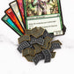 40 Pcs Antique Metal Buff Counter Tokens With Velvet Bag Magic The Gathering Token Creature Stats Or Loyalty Counters For Mtg Ccg Card Gaming Accessories, Black&Bronze