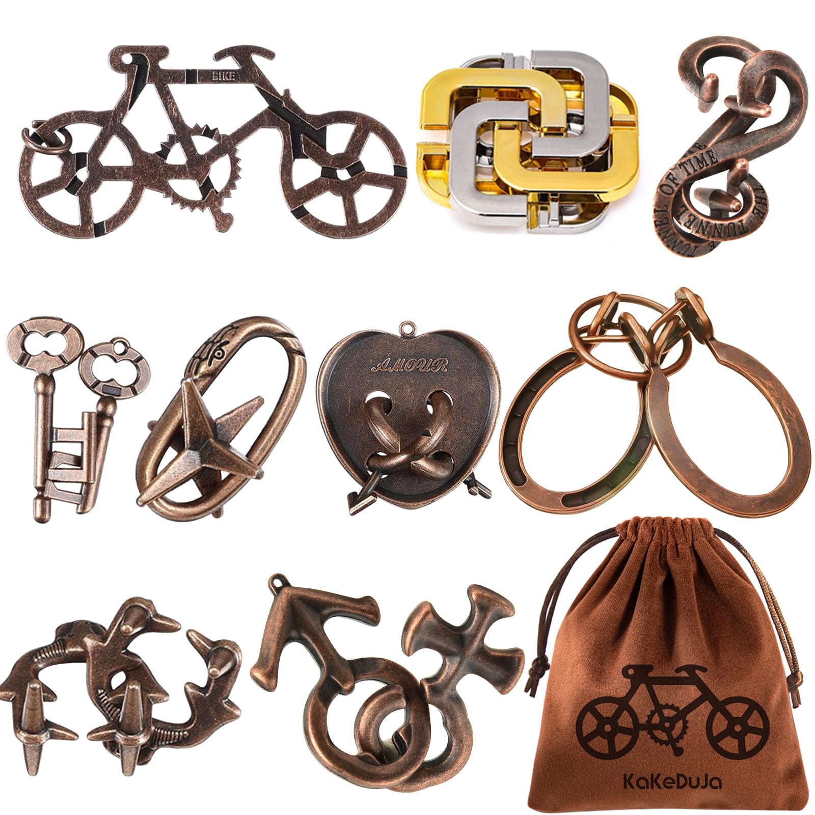 9pcs Metal Puzzle for mature-themed Disentanglement Puzzles Lock Puzzle Games Set Gift for mature-themeds Teenagers Kids