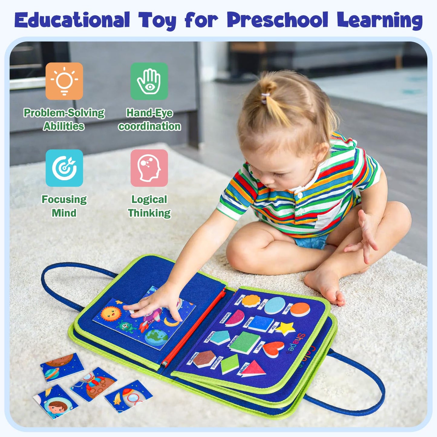Busy Board Montessori Toys for Toddlers: Busy Book Sensory Board Quiet Book Educational Activity Book for 3 4 5 Year Old Gifts f