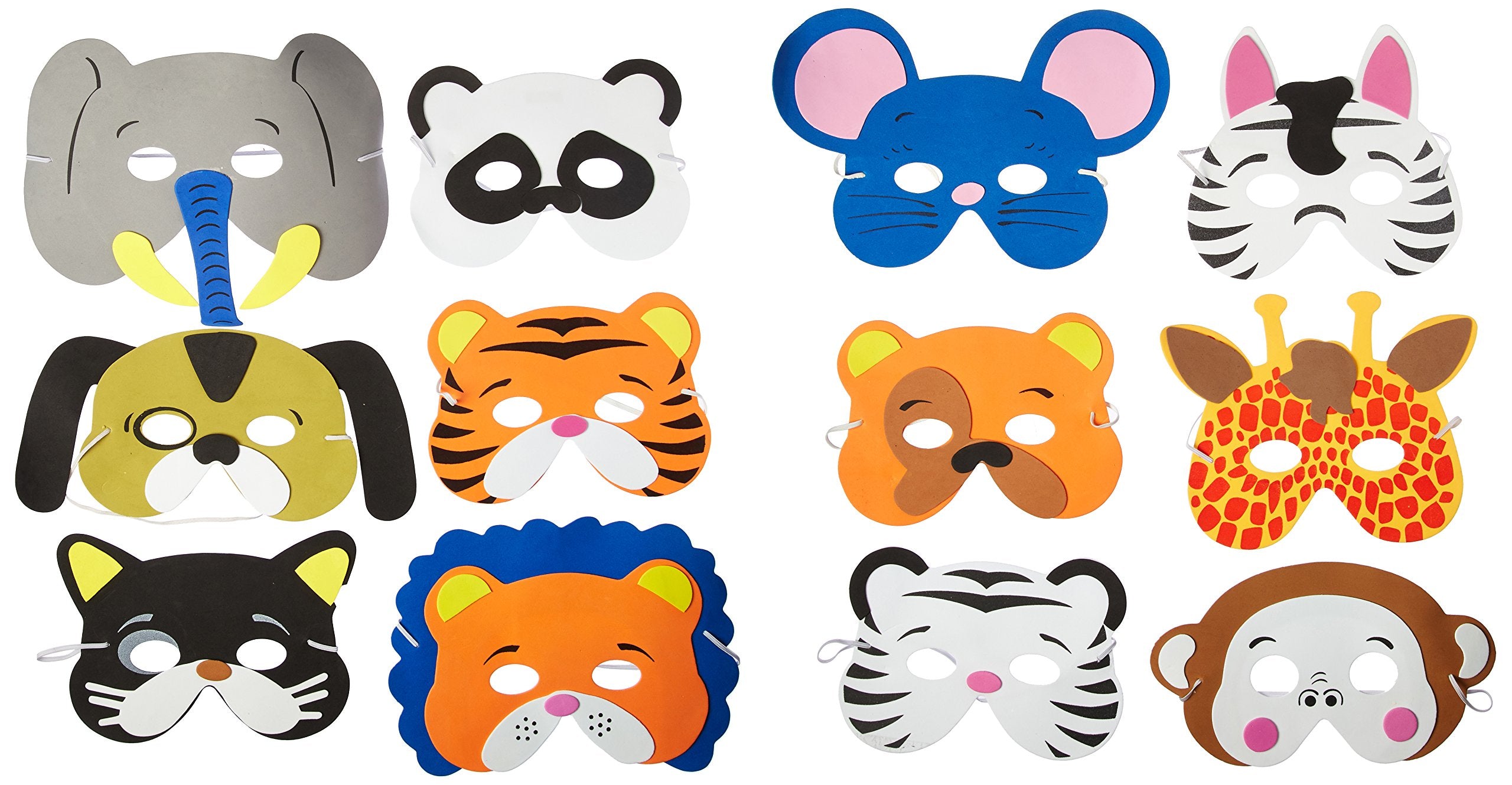 Rhode Island Novelty 24 Assorted Foam Animal Masks for Birthday Party ...
