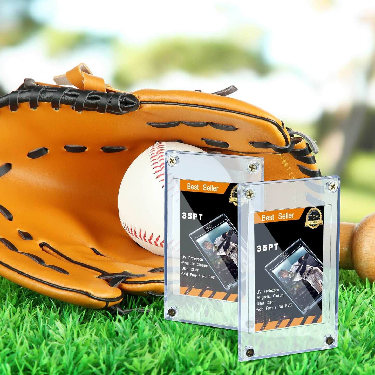 5 Pieces 4 Screw Trading Card Protector  Baseball Sleeves Card Protector  35 Pt Acrylic Holder Clear Case for Baseball Football Sports Game Storage and Display Holders