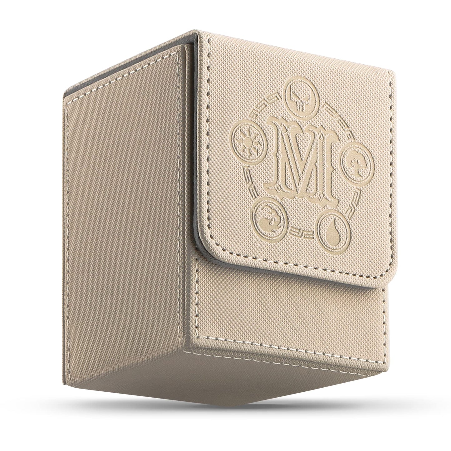 Tcguard Card Deck Box For Mtg Card Storage Box Holds 100 Plus Single Sleeved Cards, Microfiber Lining And Leather Card Box Compatible With Trading Card Games Tcg, Yugioh Cards, Etc. (White)