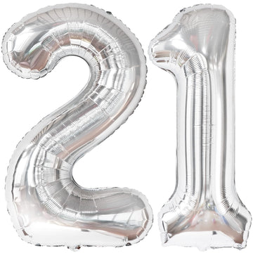 Katchon, Big Silver 21 Balloon Number - 40 Inch | Silver 21 Number Balloons For 21St Birthday Decorations | 21 Birthday Balloons, 21St Birthday Decorations For Her | Finally 21 Birthday Decorations