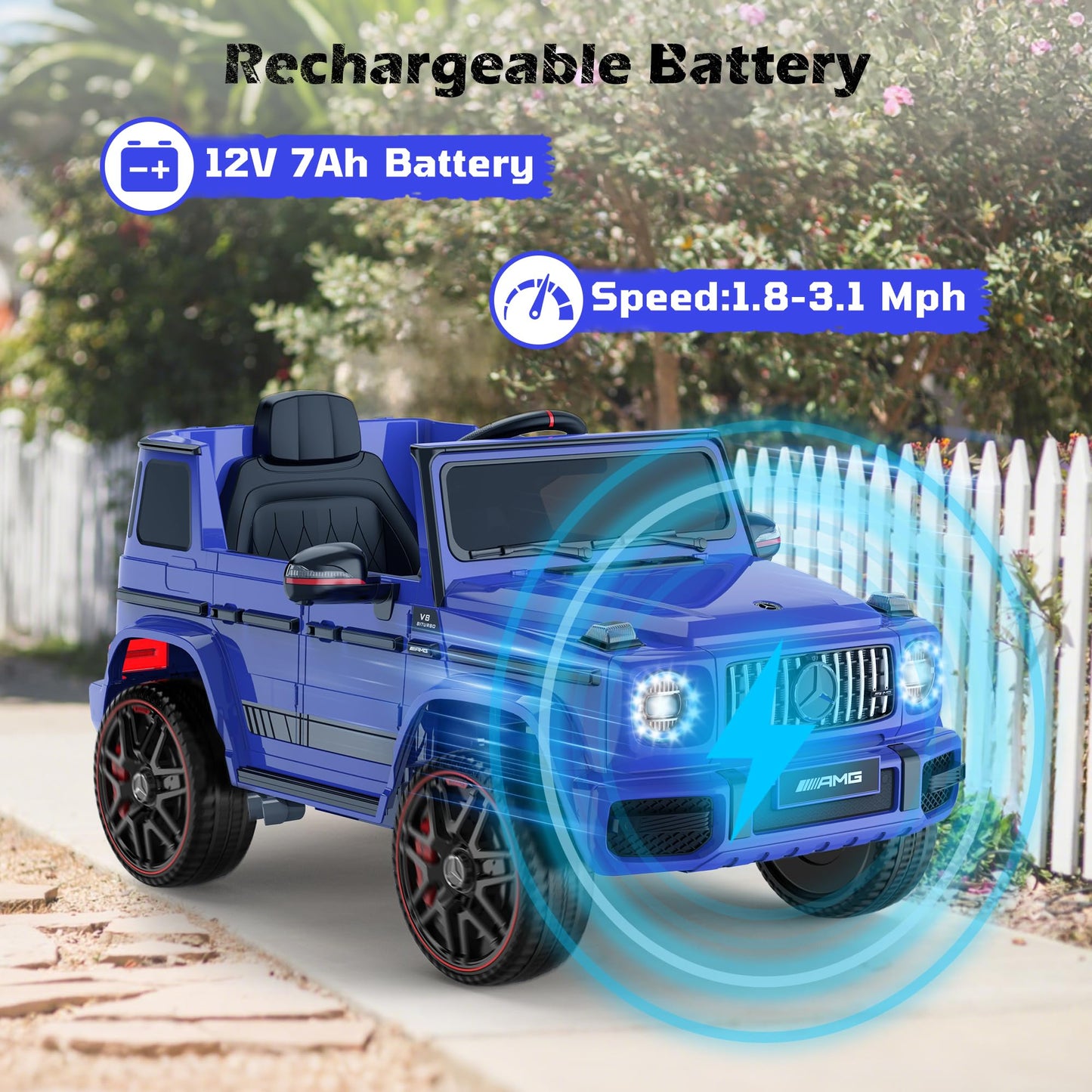 ANPABO 12V Ride on Car for Kids  Ride on Toys for Toddlers w/Parent Remote Control  LED Headlights  Music Player & Horn  Soft Start  Low Battery Prompt  Kids Electric Vehicle  Blue